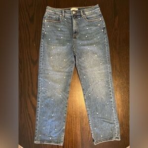 LOFT Denim Straight Leg Jeans with Pearl Accent